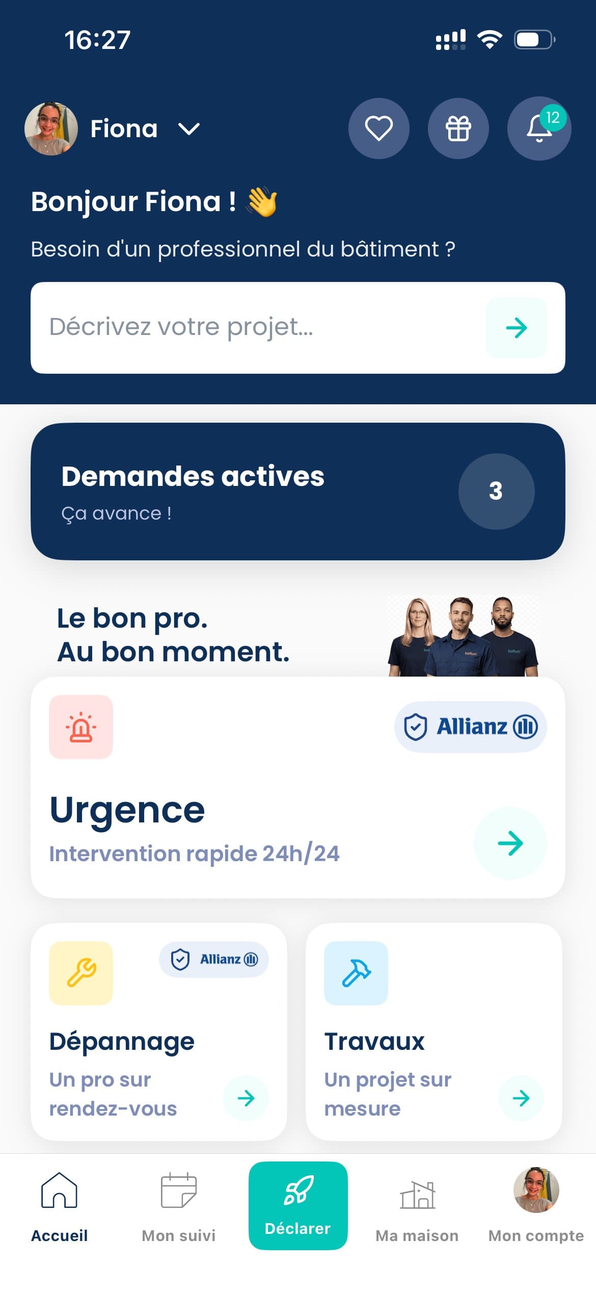Écran d'accueil Kelkun